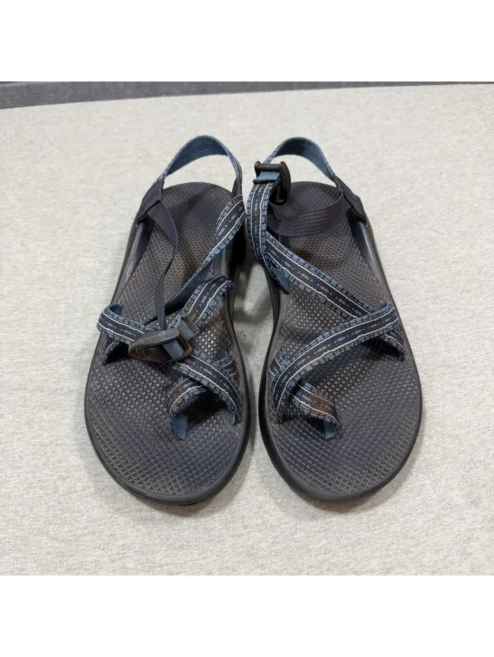 Chaco Z/2 Classic Black Blue Adjustable Strap Men Size 12 Toe Loop Hiking Sandal
